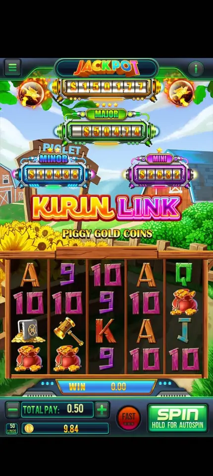 Fire Kirin Kirin Link Piggy Gold Coins slot with Grand, Major, Minor and Mini jackpot bars, a game players reach through stores stocked by a Fire Kirin sub distributor