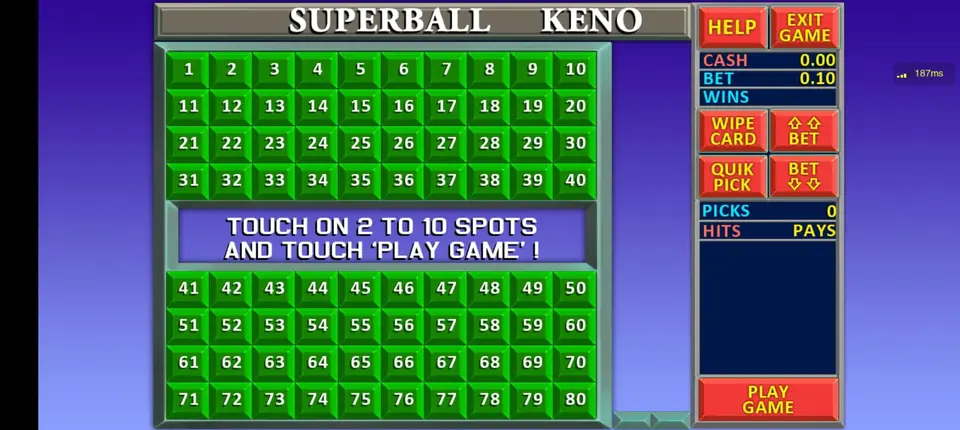 Keno game in the Juwa lobby, part of the mix agents offer next to slots and fish tables