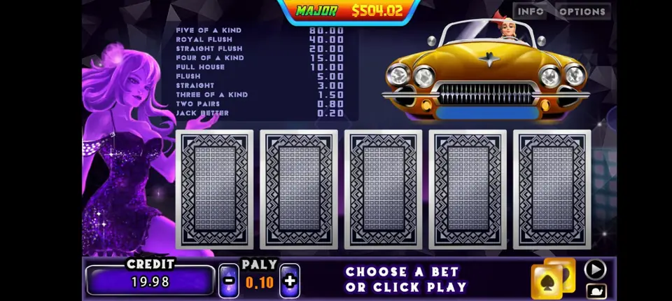Orion Stars video poker table showing the player credit balance that an agent filled with bought Orion Stars points