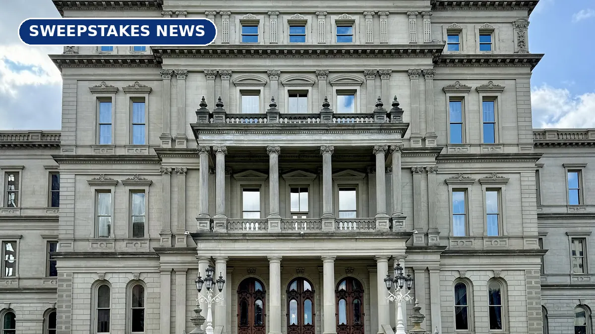 The front of the Michigan State Capitol building in Lansing