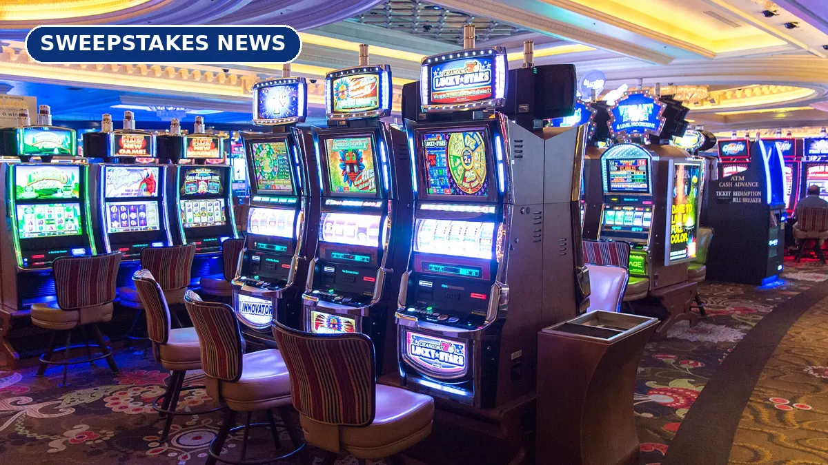 Rows of video slot machines on a casino floor